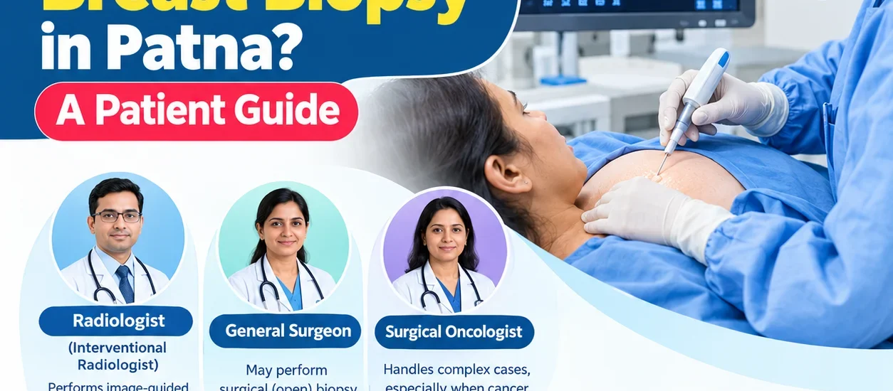 Breast biopsy procedure at a diagnostic imaging center in Patna